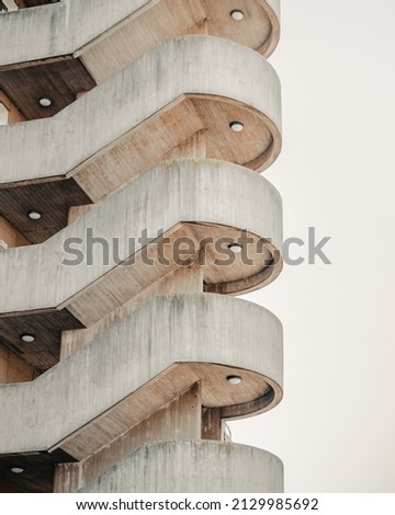 Brutalist building with beautiful staircase Royalty-Free Stock Photo #2129985692
