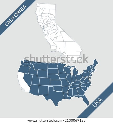 California county on USA map Royalty-Free Stock Photo #2130069128