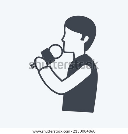 Singing Icon in trendy glyph style isolated on soft blue background