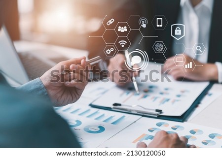 financial report data of business operations,balance sheet and income statement and diagram, business team meetings picture professional investors working on a new start up project.