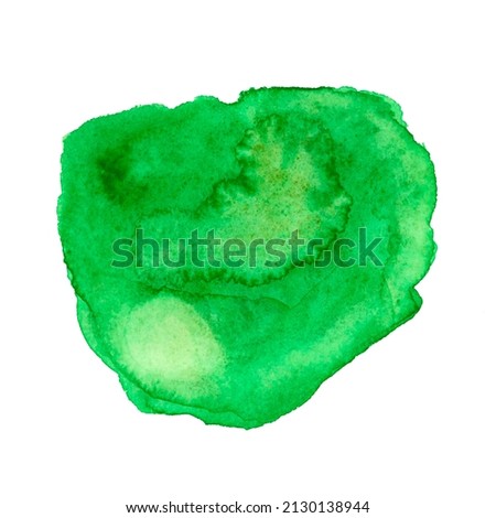 Abstract green watercolor stain for background. Expressive abstract drops. Watercolor hand drawn texture for backgrounds, cards, banners and flyers