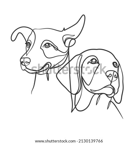 Continuous line drawing style of dog head. Dog head one line drawing minimalist design