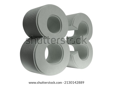 Isolated Three Dimensional Number 83 on White Background, 3D Render Illustration.