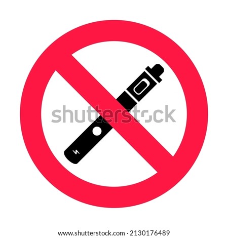 No vaping sign. Red forbidden circle sign icon isolated on white background vector illustration. Vape and smoke and in prohibition circle.