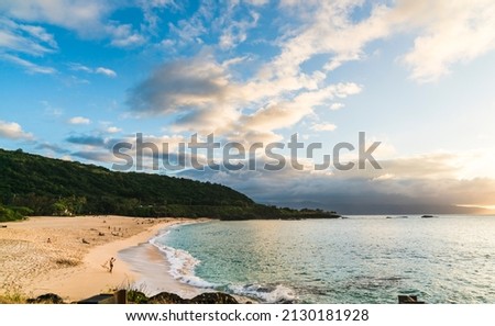beautiful Waimea beach at sunset,Hawaii,usa.