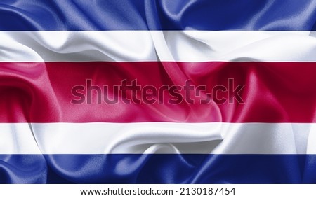 Country Costa Rica Celebrating Independence Day. Abstract waving flag on gray background