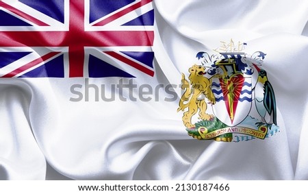 Country British Antarctic Territory Celebrating Independence Day. Abstract waving flag on gray background