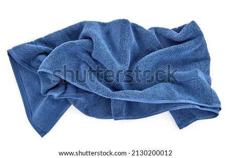 Blue towel on white background Royalty-Free Stock Photo #2130200012