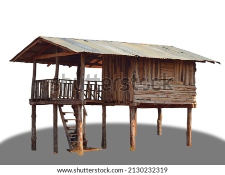 wooden house isolated on white background