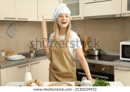 Concept of home cooking with female chef