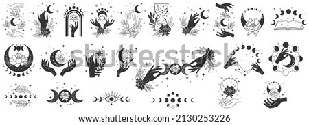 Mystical moon collection. Celestial clip art vector set