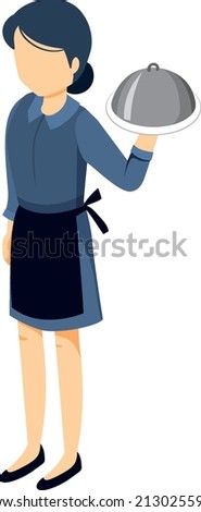 Isolated waitress character icon  illustration