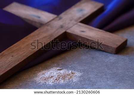 Cross and ash, Lent beginning, ash wednesday concept