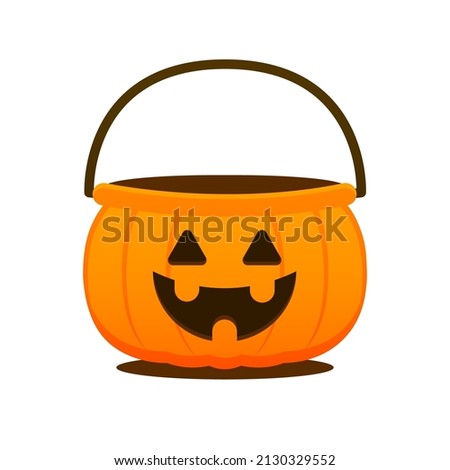 Cute Halloween pumpkin bucket, Vector, Illustration. Royalty-Free Stock Photo #2130329552