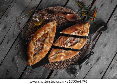 arabic pastry on board ( moajanat ) with olive oil 
