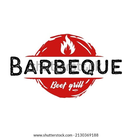 BBQ and barbecue logo identity. Barbeque food or grill design template. Vintage logo vector illustration concept
