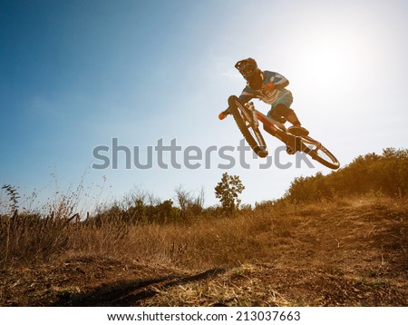 Bike jump. Downhill mountain biking.