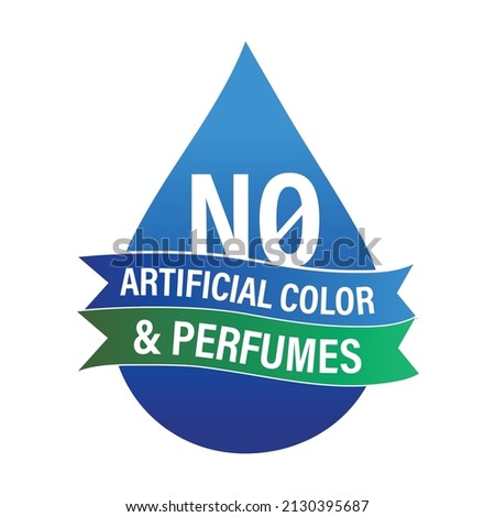 'no artificial colors and perfumes' vector icon, blue and green in color