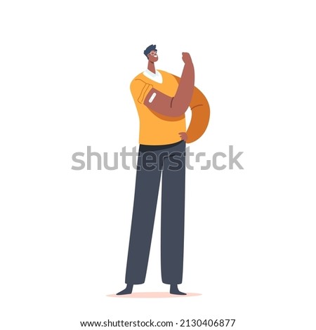 Young African Man Immunization, Health Care. Vaccinated Positive Male Character Show Patch on Shoulder after Covid Vaccination Isolated on White Background. Cartoon People Vector Illustration