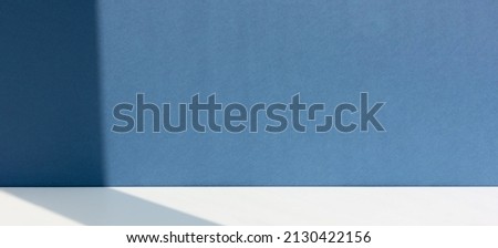 Minimal abstract blue-white background for eco cosmetic product presentation. Premium podium. Showcase, display case. Banner.