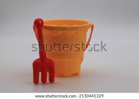 Sand toys isolated against a white background