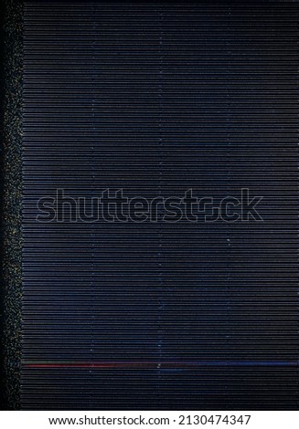 Glitch noise overlay. Distressed texture. Monitor defect. Red blue grain lines pattern artifacts digital distortion on dark grunge background.
