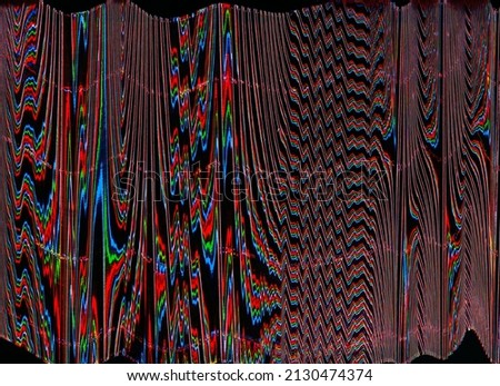 Futuristic glitch. Color digital noise. Matrix distortion. Nft art. Electronic defect. Neon red blue static pixel artifact fuzzy texture on dark black abstract background.