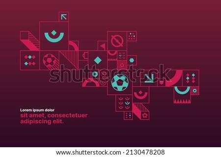Sports background for event, tournament, invitation, cup or championship. Layout design template with geometric shapes. Qatar 2022. Royalty-Free Stock Photo #2130478208