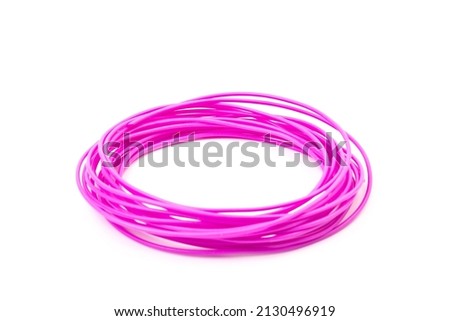 color plastic filament for printing on a 3D printer on white background