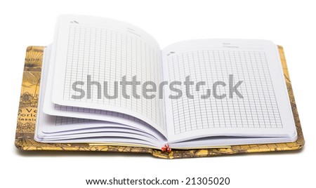 opened notebook isolated on white background