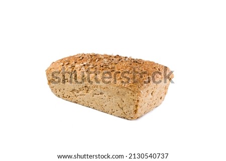 whole wholemeal bread with sunflower seeds whole on a white background