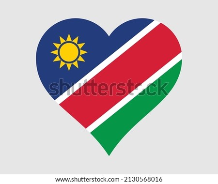 Namibia Heart Flag. Namibian Love Shape Country Nation National Flag. Republic of Namibia Banner Icon Sign Symbol. EPS Vector Illustration.