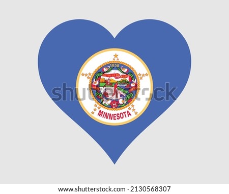 Minnesota USA Heart Flag. MN US Love Shape State Flag. Minnesotan United States of America Banner Icon Sign Symbol Clipart. EPS Vector Illustration.