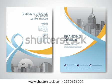 Template vector design for Brochure, AnnualReport, Magazine, Poster, Corporate Presentation, Portfolio, Flyer, infographic, layout modern with blue color size A4, Front and back, Easy to use and edit. Royalty-Free Stock Photo #2130616007