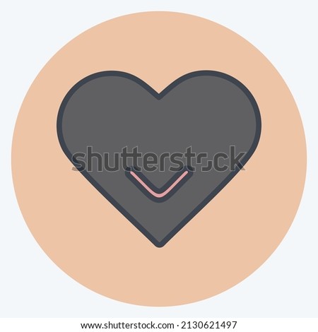 Single Heart Icon in trendy color mate style isolated on soft blue background