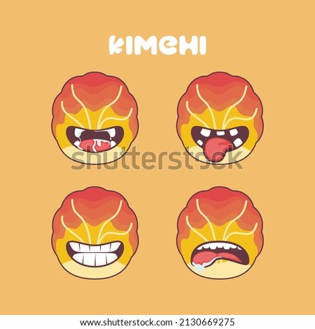 Kimchi cartoon. korean food vector illustration. with different mouth expressions. cute cartoon
