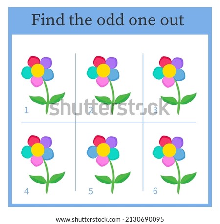 Find the odd one out. Visual logic puzzle for children. Vector illustration. Royalty-Free Stock Photo #2130690095