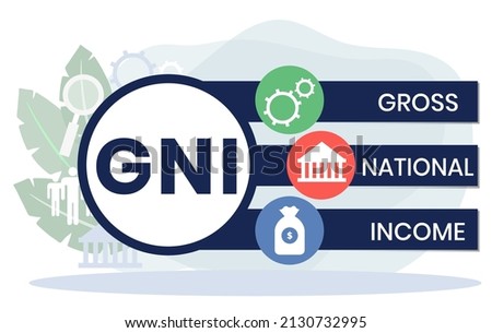 GNI - Gross National Income. acronym business concept. vector illustration concept with keywords