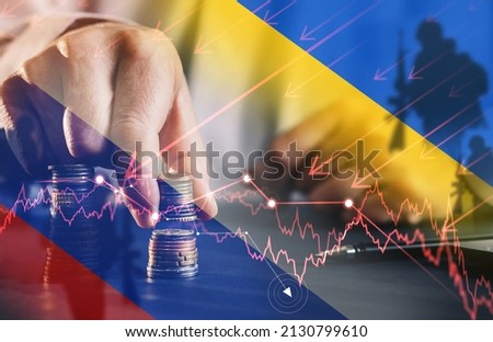 Economic crisis that will seriously affect Russia in 2022 due to the conflict with Ukraine. Bankruptcy and crisis concept. Royalty-Free Stock Photo #2130799610