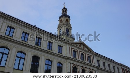 The main facade of  building of Town Hall in Old Riga. Riga. Latvia.