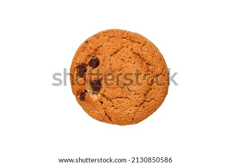 oatmeal cookies with chocolate pieces isolated on white background. High quality photo