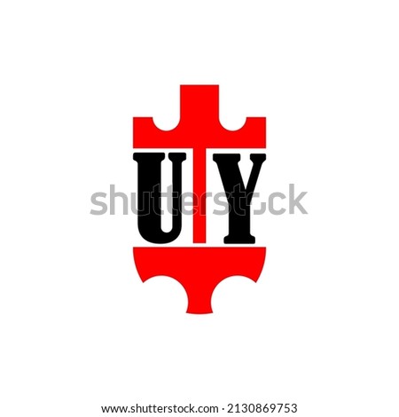 Initial letter UY red crown shield simple logo. Minimal and unique.