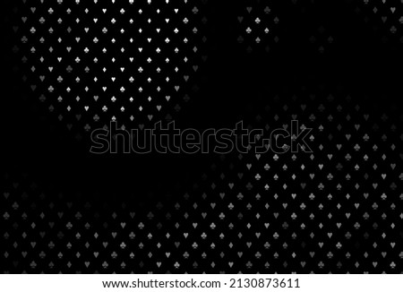 Dark silver, gray vector pattern with symbol of cards. Blurred decorative design of hearts, spades, clubs, diamonds. Pattern for booklets, leaflets of gambling houses.