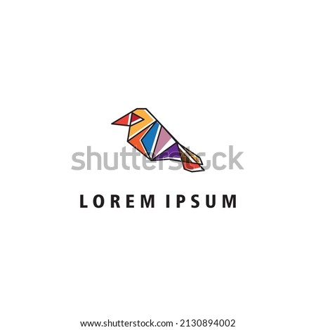 bird company logo color line vector template design