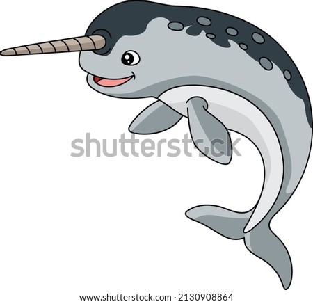 Narwhal Cartoon Colored Clipart Illustration
