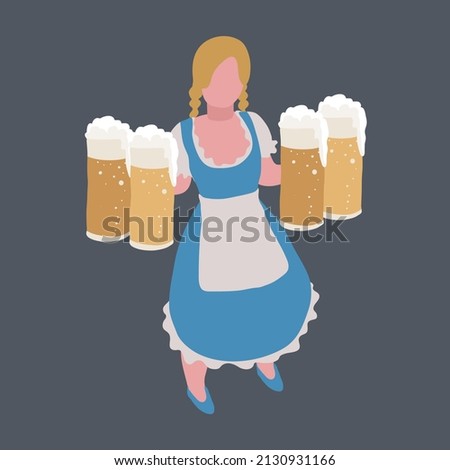beer girl clip art vector illustration isolated