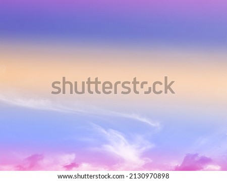 beauty sweet pastel purple orange colorful with fluffy clouds on sky. multi color rainbow image. abstract fantasy growing light