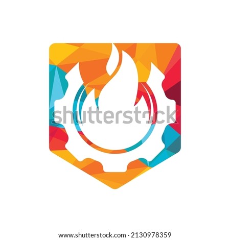Gear and fire vector logo design template.	