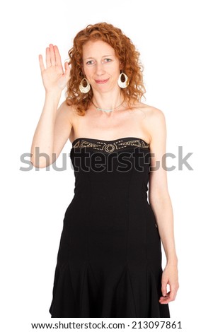 Beautiful woman doing different expressions in different sets of clothes: waving