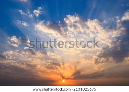 sunset photo with beautiful sky and clouds